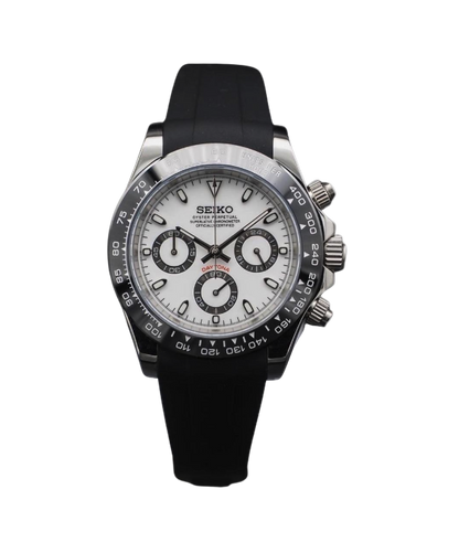 BLACK PANDA CLASSIC DIAL STEEL RUBBER BAND SEIKTONA