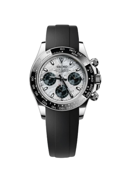 BLACK PANDA TEXTURE CLASSIC DIAL STEEL RUBBER BAND SEIKTONA