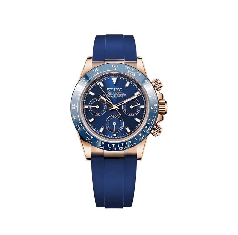 BLUE CLASSIC DIAL ROSEGOLD RUBBER BAND SEIKTONA