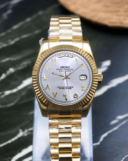 GOLD WHITE SEIKDATE PRESIDENTAL