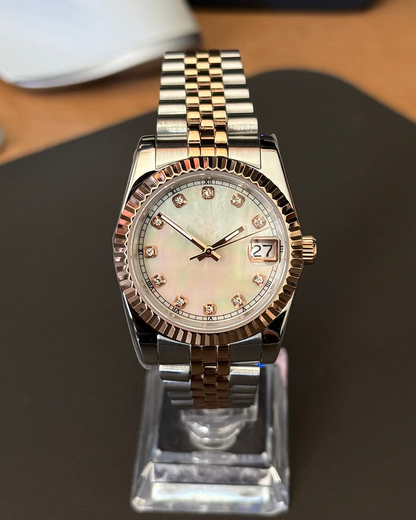 WHITE PEARL DIAMOND DIAL ROSEGOLD SEIKJUST