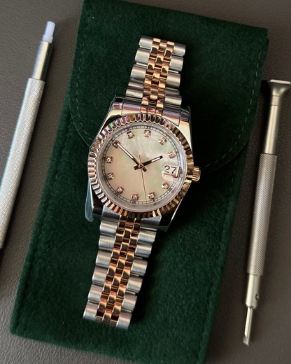 WHITE PEARL DIAMOND DIAL ROSEGOLD SEIKJUST