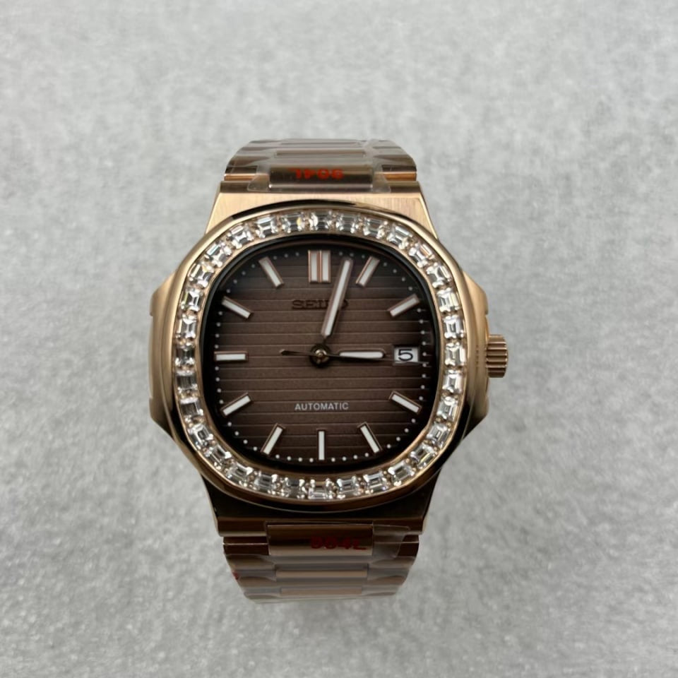 ROSE GOLD BROWN DIAMOND BEZEL Seiko Mod NAUTIKO