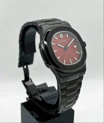 RED ON BLACK CLASSIC DIAL Seiko Mod NAUTIKO