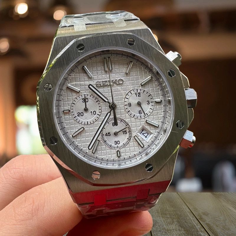 STEEL WHITE CHRONOGRAPH SEIKO MOD ROYAL SEIKOAK