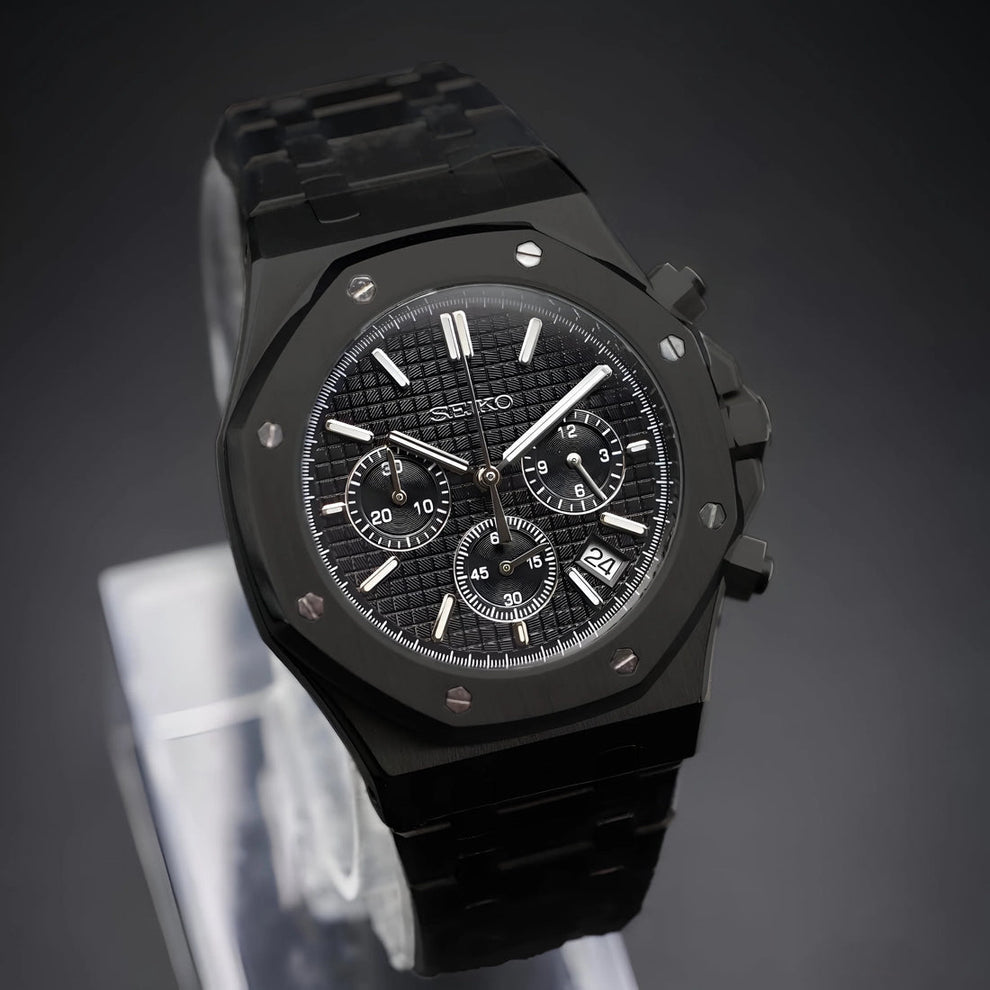 BLACK ON BLACK CHRONOGRAPH SEIKO MOD ROYAL SEIKOAK