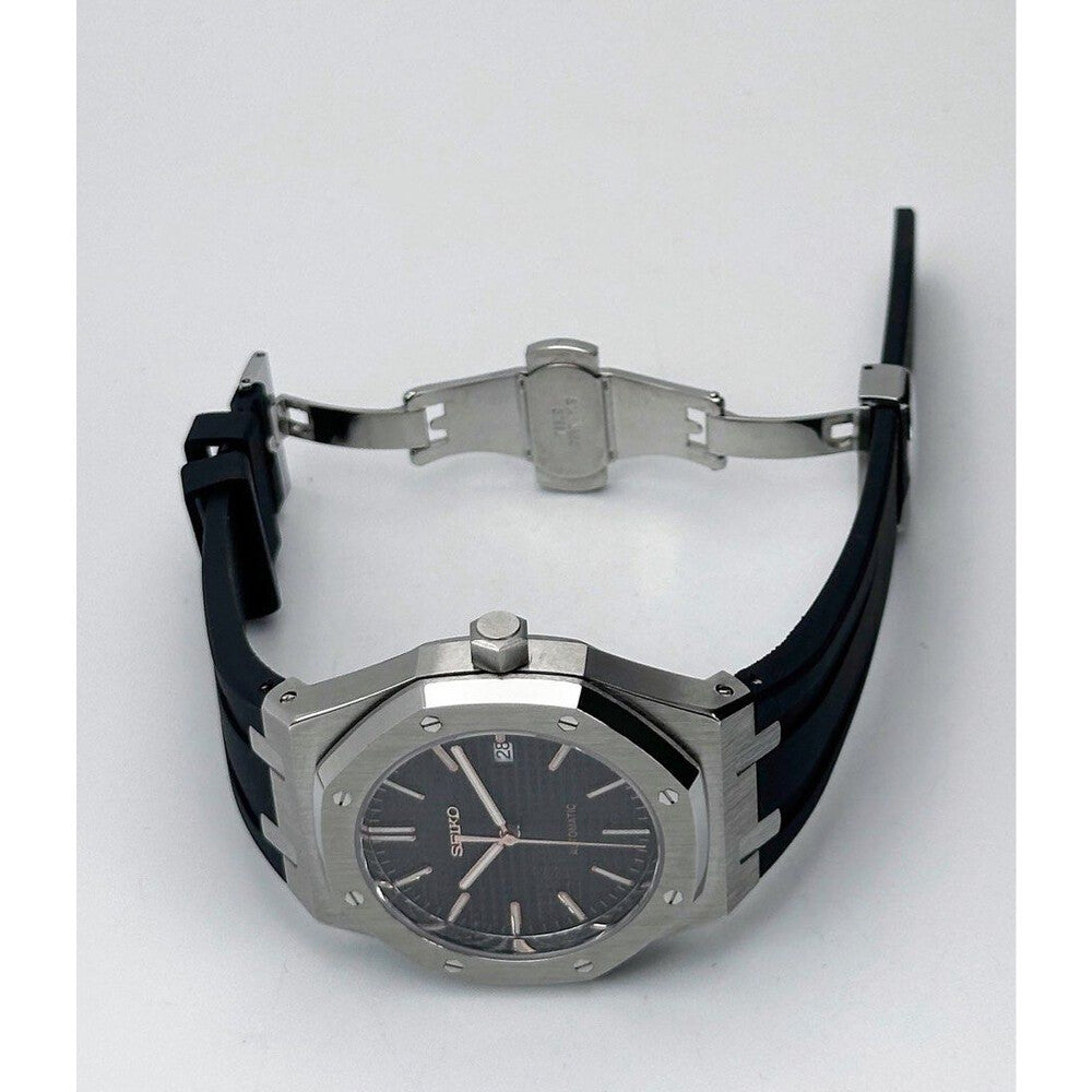 BLACK ON BLACK RUBER STRAP SEIKO MOD ROYAL SEIKOAK