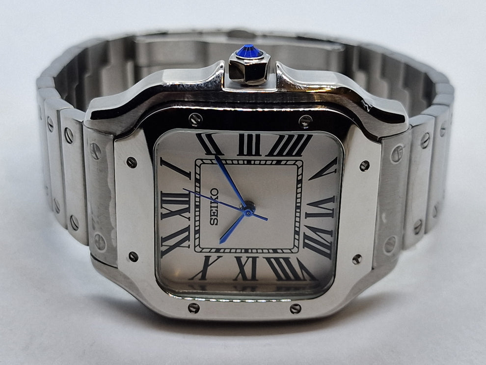 Cadran arabe gris, acier, automatique – Édition Seikmod Lux ​​| Verre saphir | Acier 316L 