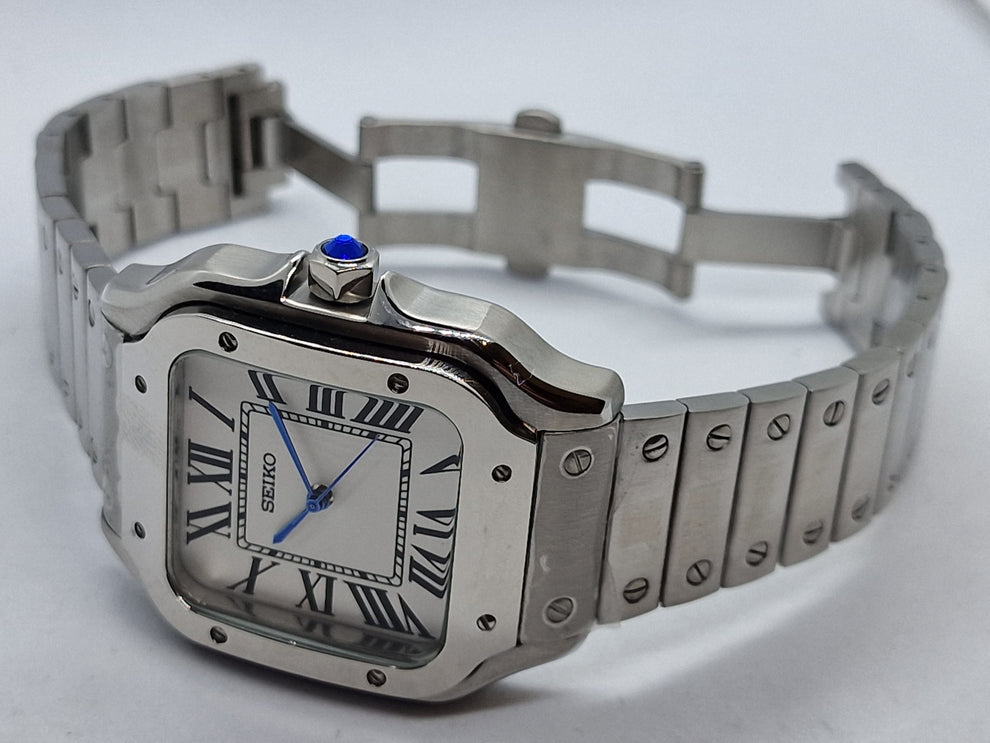 Cadran arabe gris, acier, automatique – Édition Seikmod Lux ​​| Verre saphir | Acier 316L 