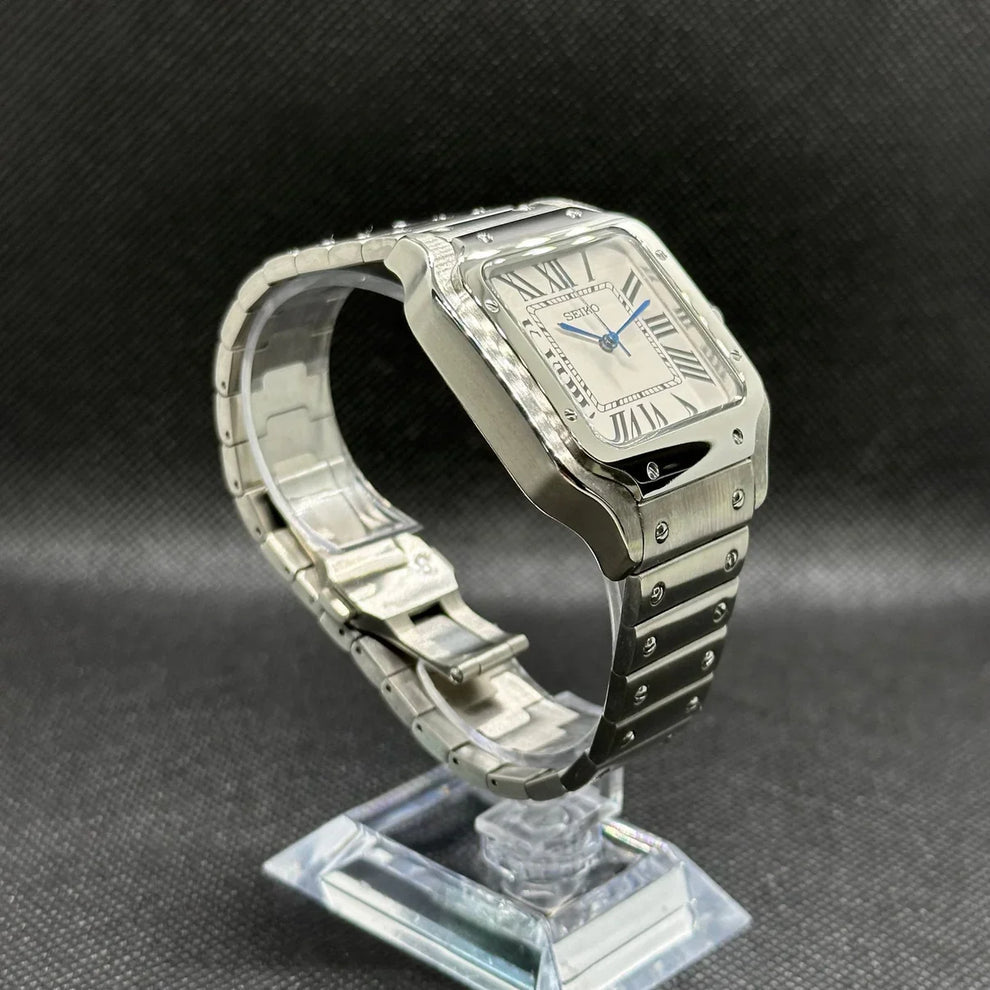 Cadran arabe gris, acier, automatique – Édition Seikmod Lux ​​| Verre saphir | Acier 316L 