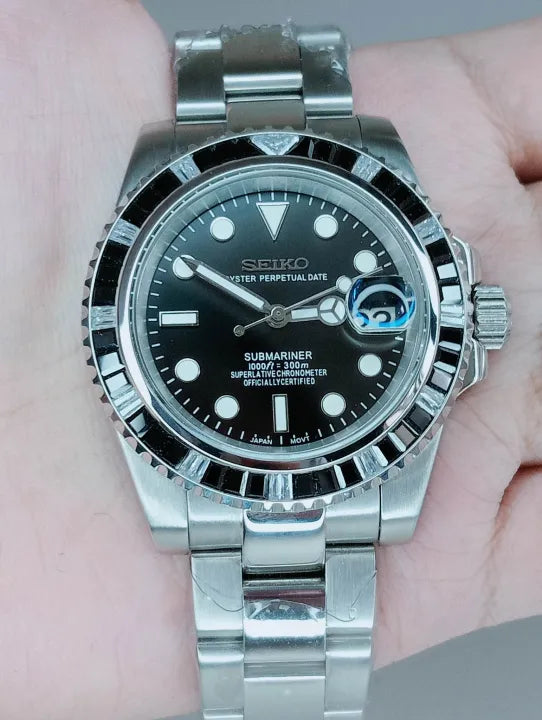 ساعة سيكمود لوكس إيديشن، مينا عربية رمادية، أوتوماتيكية من الفولاذ | كريستال ياقوتي | فولاذ 316L 