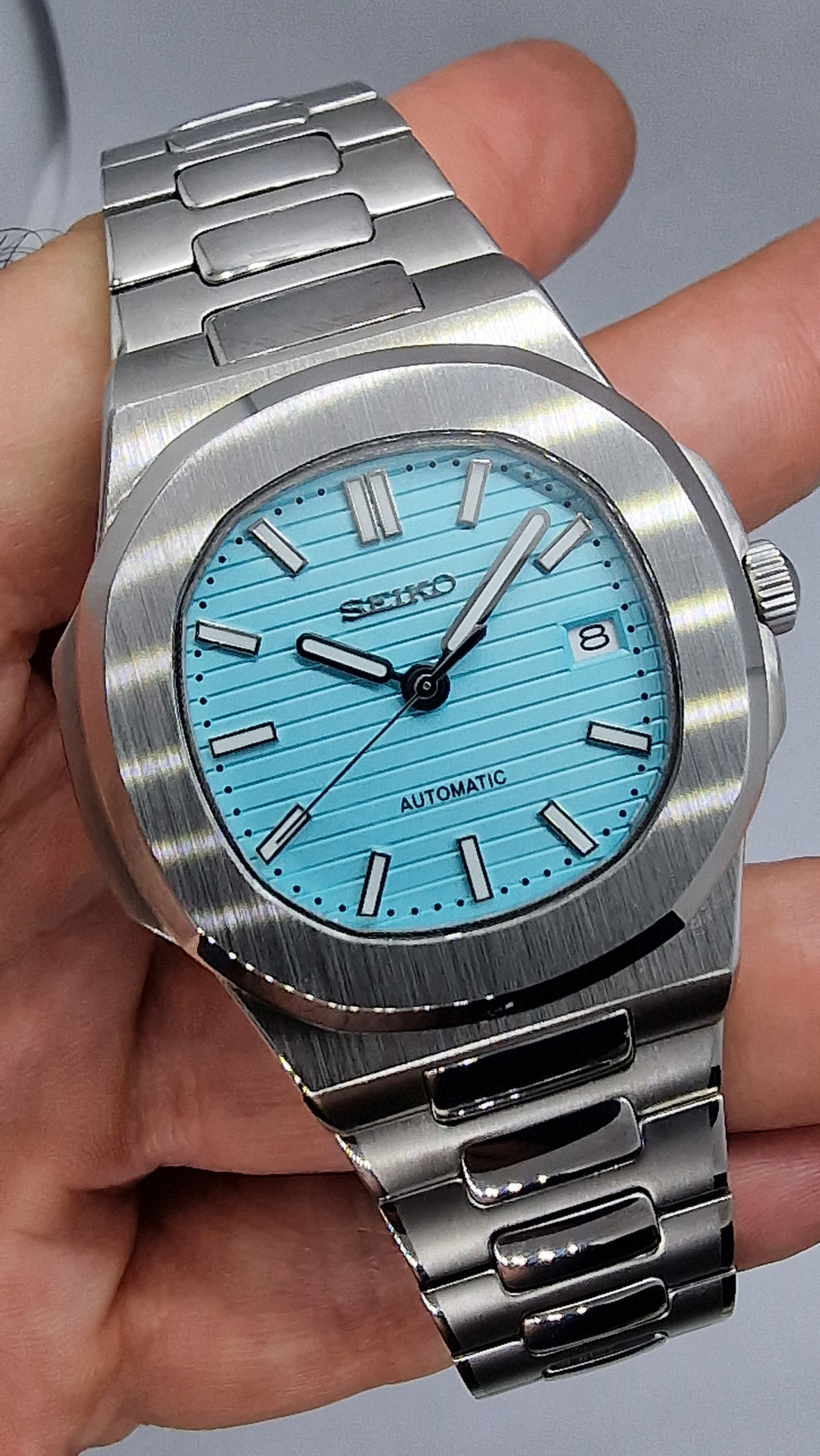 STEEL ICE BLUE TIFFANY CLASSIC DIAL Seiko Mod NAUTIKO