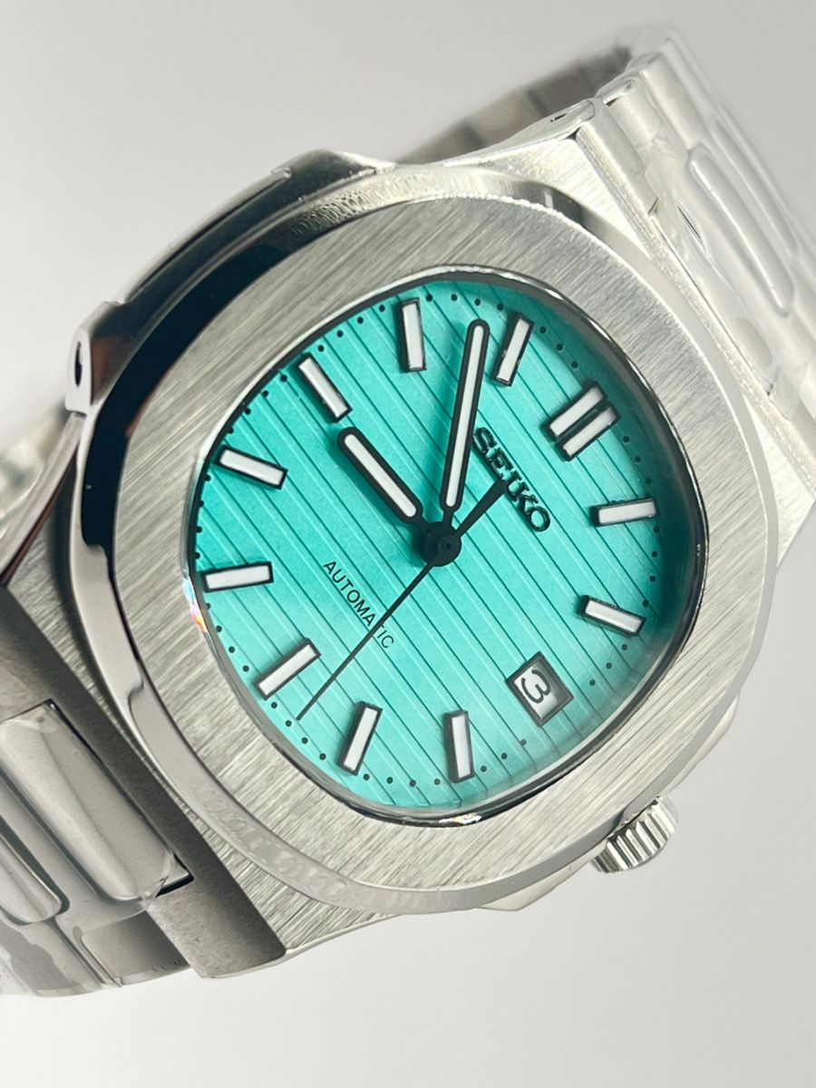 STEEL ICE BLUE TIFFANY CLASSIC DIAL Seiko Mod NAUTIKO
