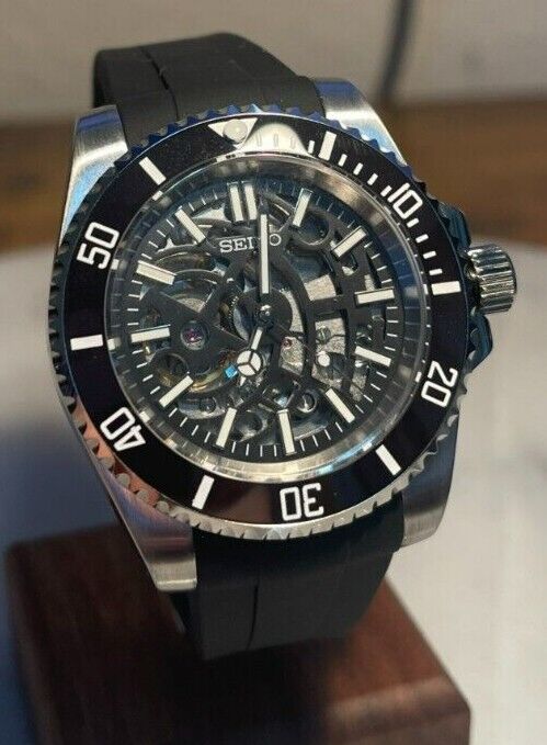BLACK SKELETON RUBBER BAND Seiko Mod SEIKOMARINER