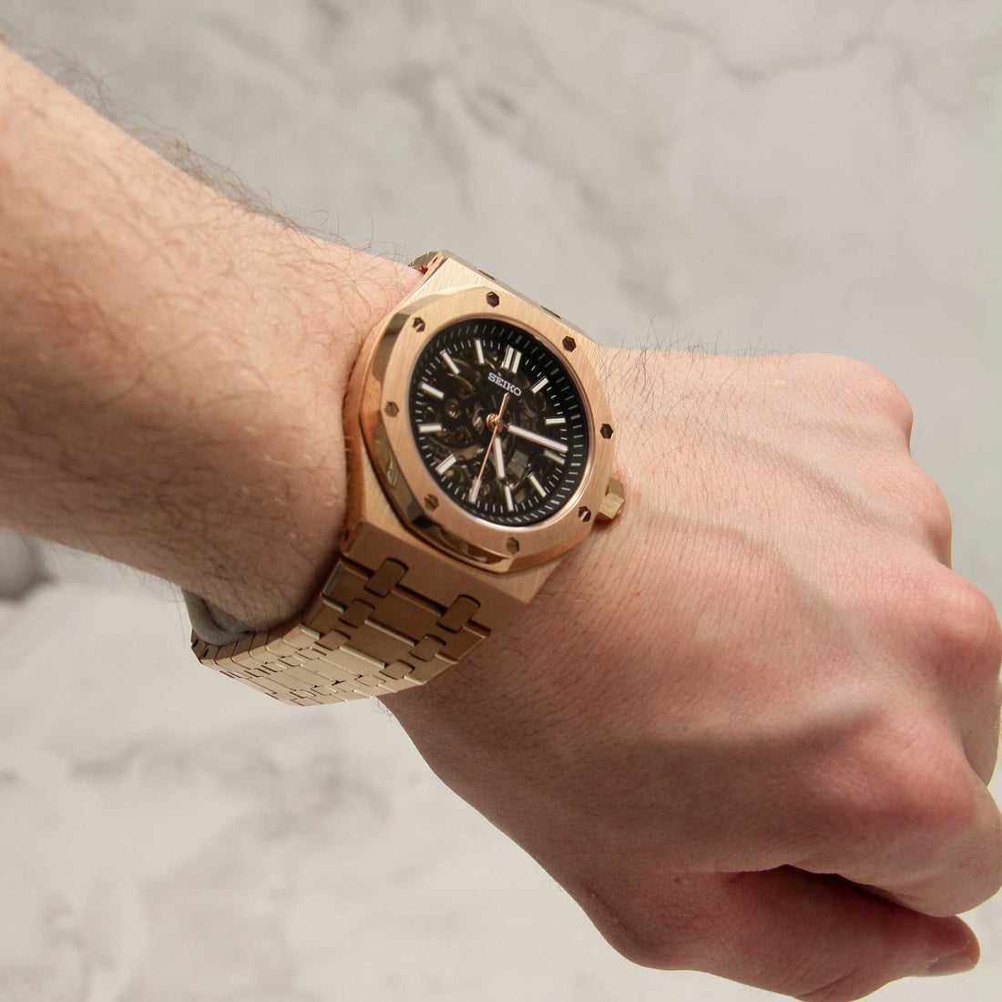 ROSE GOLD SKELETON SEIKO MOD ROYAL SEIKOAK