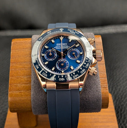 BLUE CLASSIC DIAL ROSEGOLD RUBBER BAND SEIKTONA