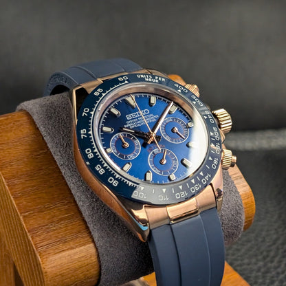 BLUE CLASSIC DIAL ROSEGOLD RUBBER BAND SEIKTONA