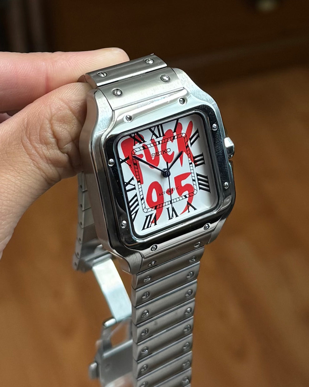 Cadran arabe gris, acier, automatique – Édition Seikmod Lux ​​| Verre saphir | Acier 316L 