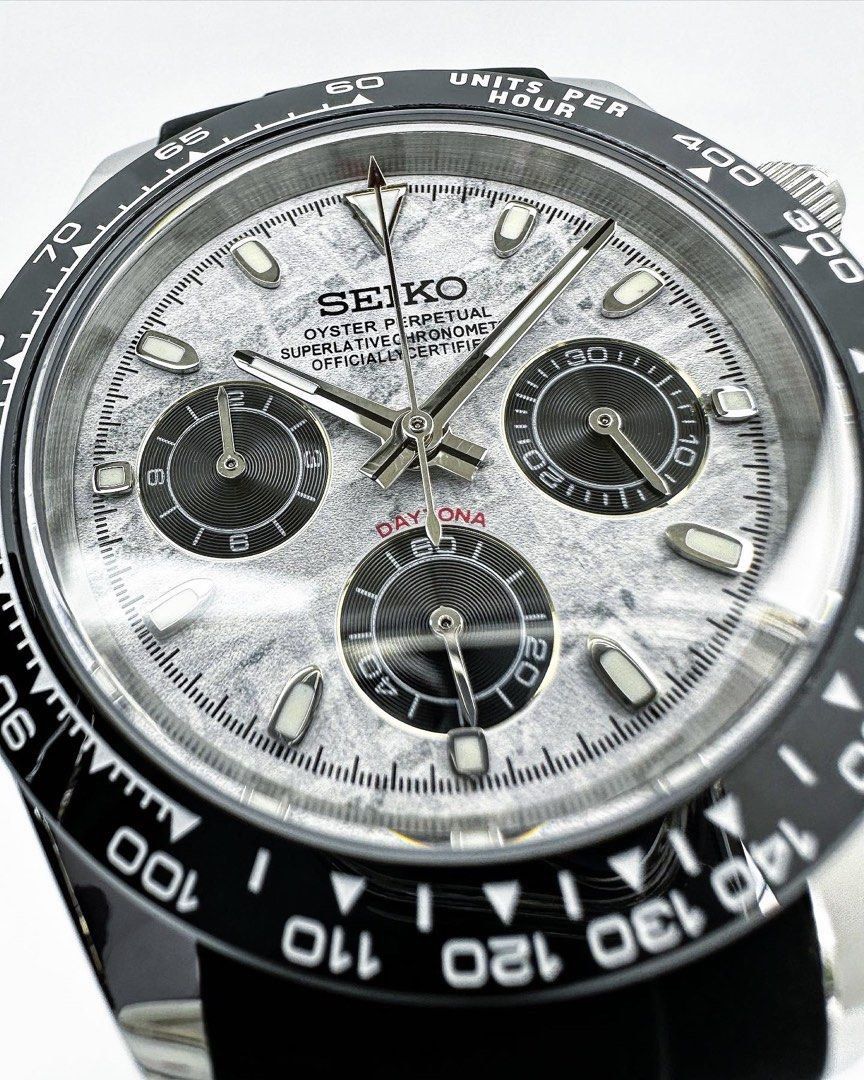 BLACK PANDA TEXTURE CLASSIC DIAL STEEL RUBBER BAND SEIKTONA