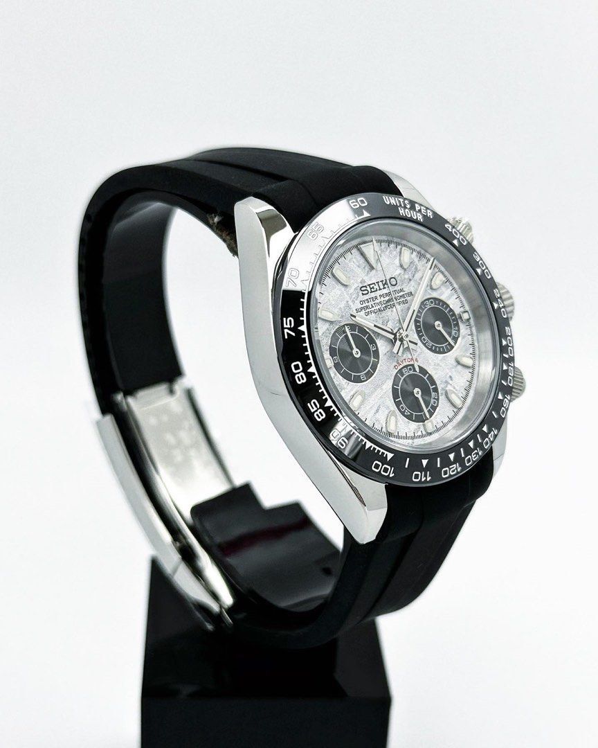 BLACK PANDA TEXTURE CLASSIC DIAL STEEL RUBBER BAND SEIKTONA