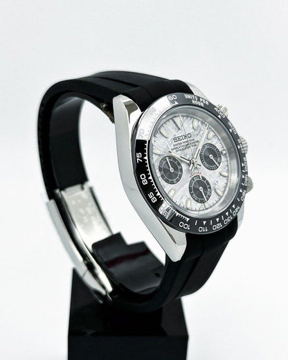 BLACK PANDA TEXTURE CLASSIC DIAL STEEL RUBBER BAND SEIKTONA