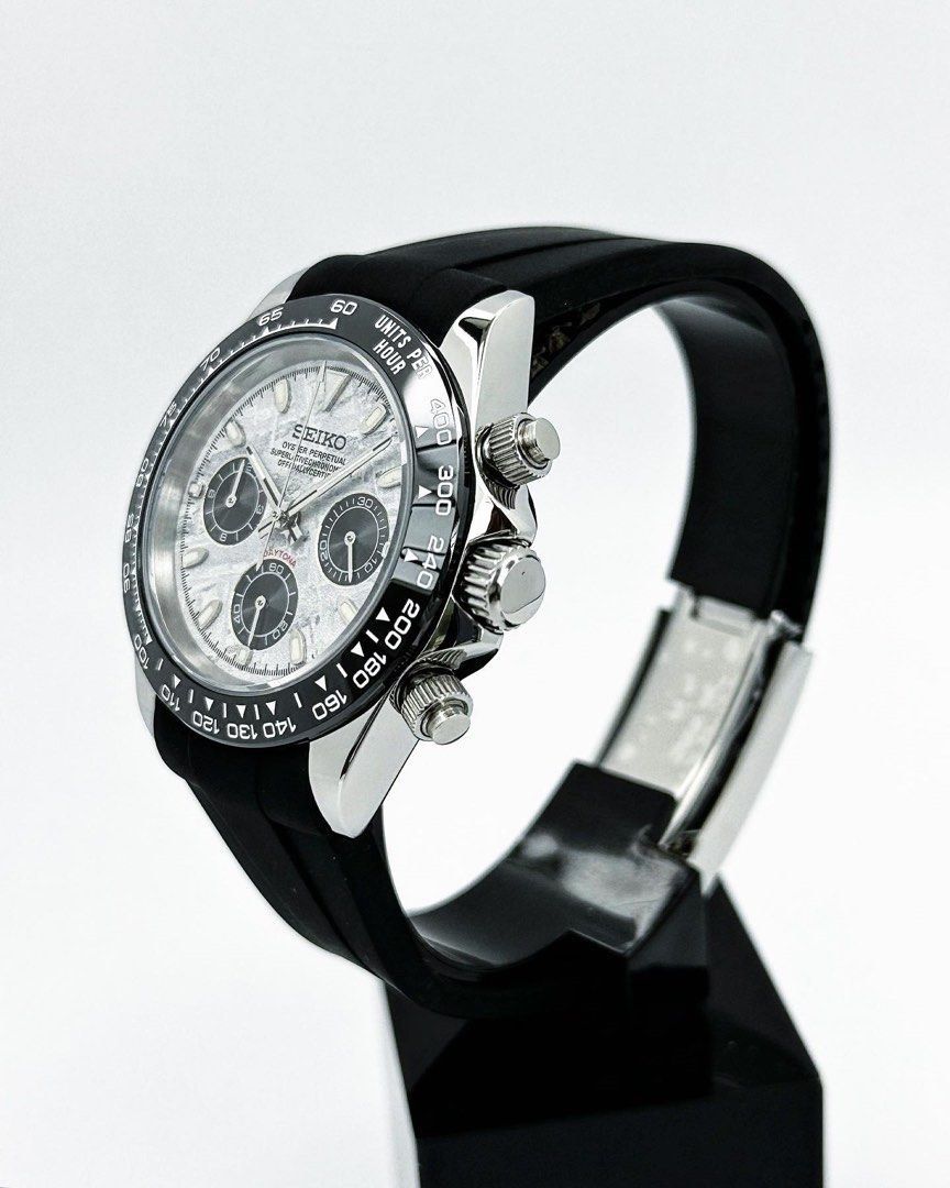 BLACK PANDA TEXTURE CLASSIC DIAL STEEL RUBBER BAND SEIKTONA
