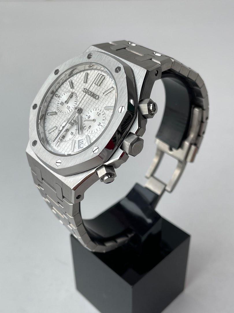 STEEL WHITE CHRONOGRAPH SEIKO MOD ROYAL SEIKOAK