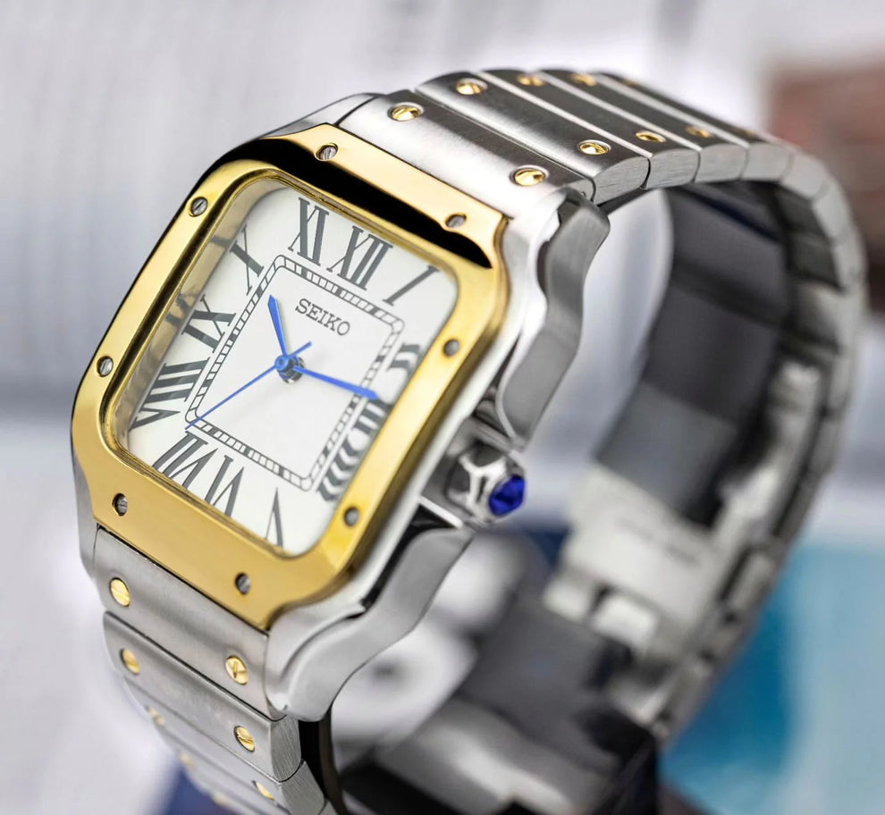 Cadran arabe gris, acier, automatique – Édition Seikmod Lux ​​| Verre saphir | Acier 316L 