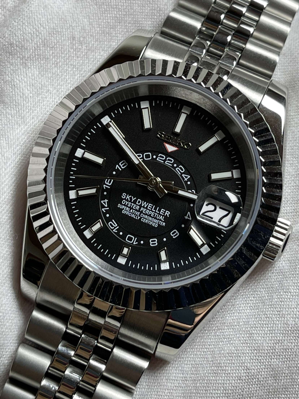 BLACK Classic Dial Steel Jubliee Seiko Mod SEIKJUST