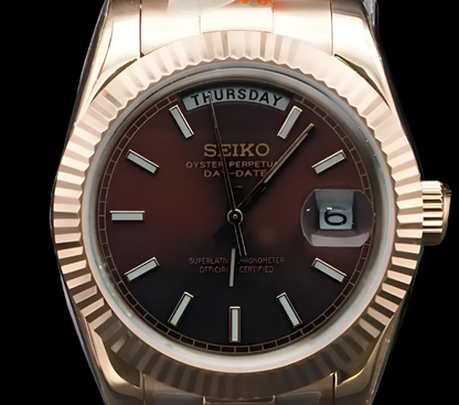 BROWN ROSE GOLD SEIKDATE PRESIDENTAL