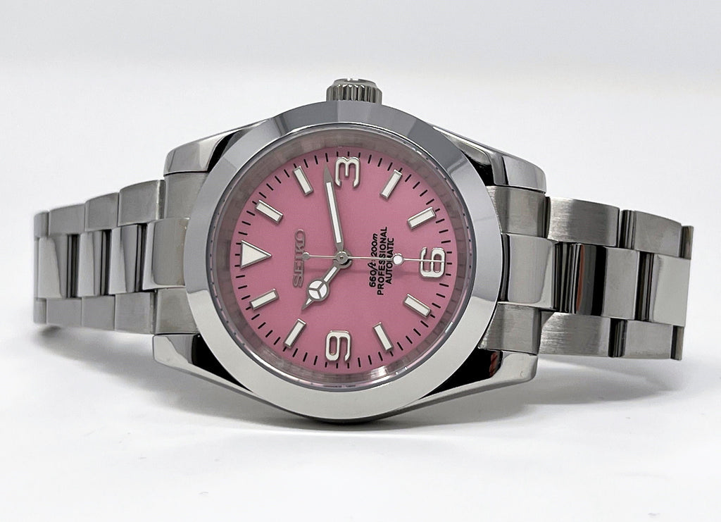 PINK OYSTER STEEL SEIKO MOD SEIKJUST