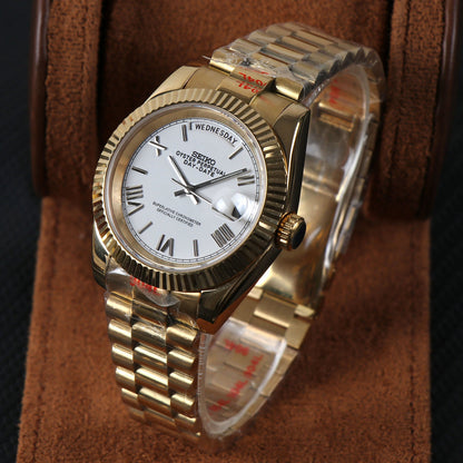 GOLD WHITE SEIKDATE PRESIDENTAL