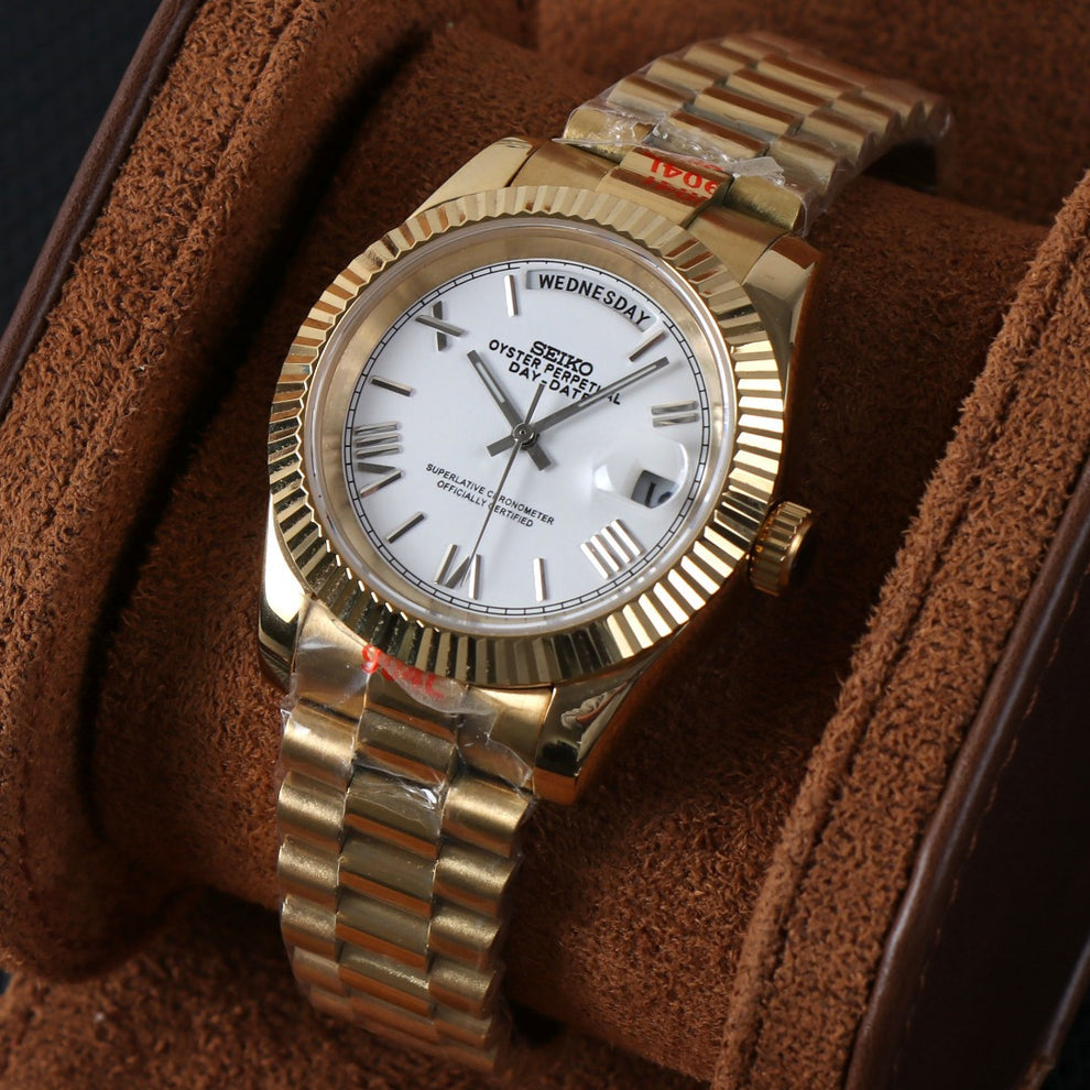 GOLD WHITE SEIKDATE PRESIDENTAL