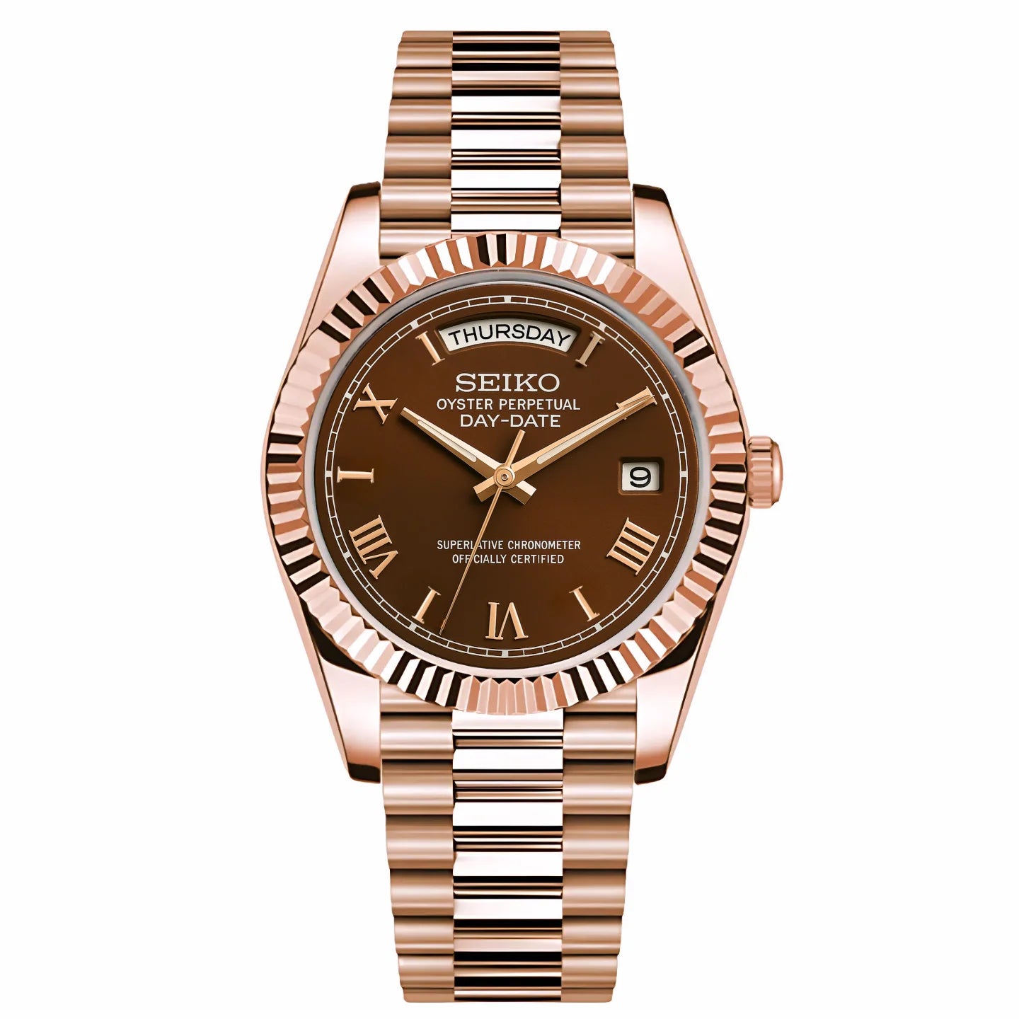 BROWN ROSE GOLD SEIKDATE PRESIDENTAL
