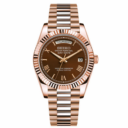 BROWN ROSE GOLD SEIKDATE PRESIDENTAL