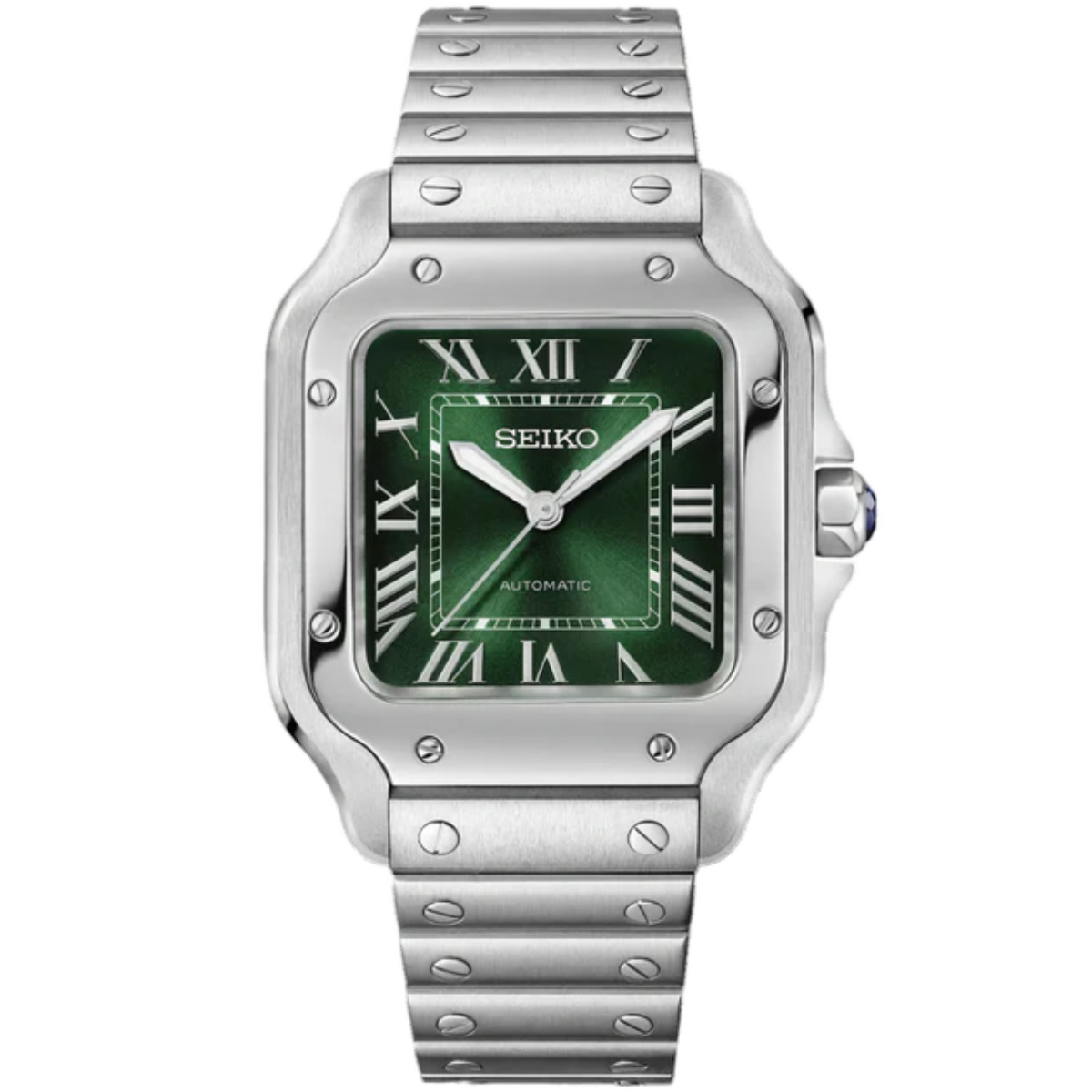 STEEL GREEN Seiko Mod SANTOS