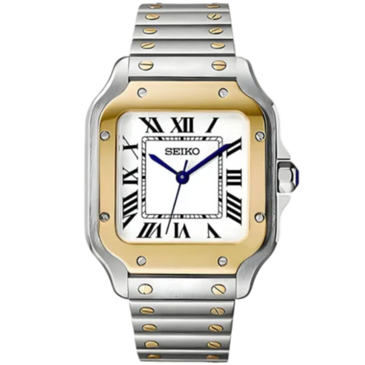 TWO TONE STEEL GOLD Seiko Mod SANTOS