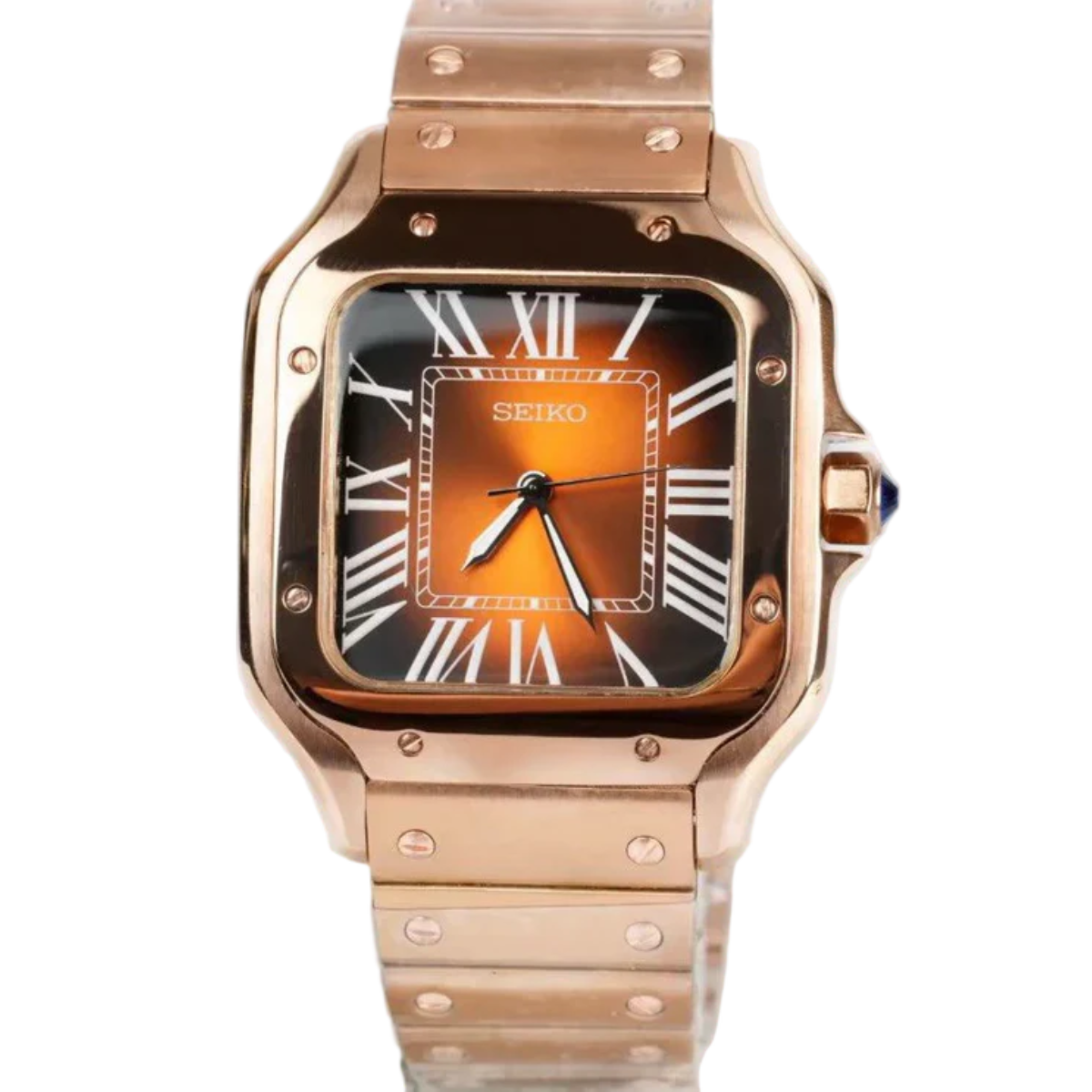 ROSE GOLD BROWN Seiko Mod SANTOS