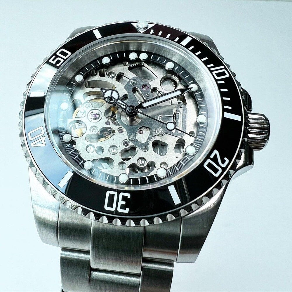 BLACK SKELETON RUBBER BAND Seiko Mod SEIKOMARINER