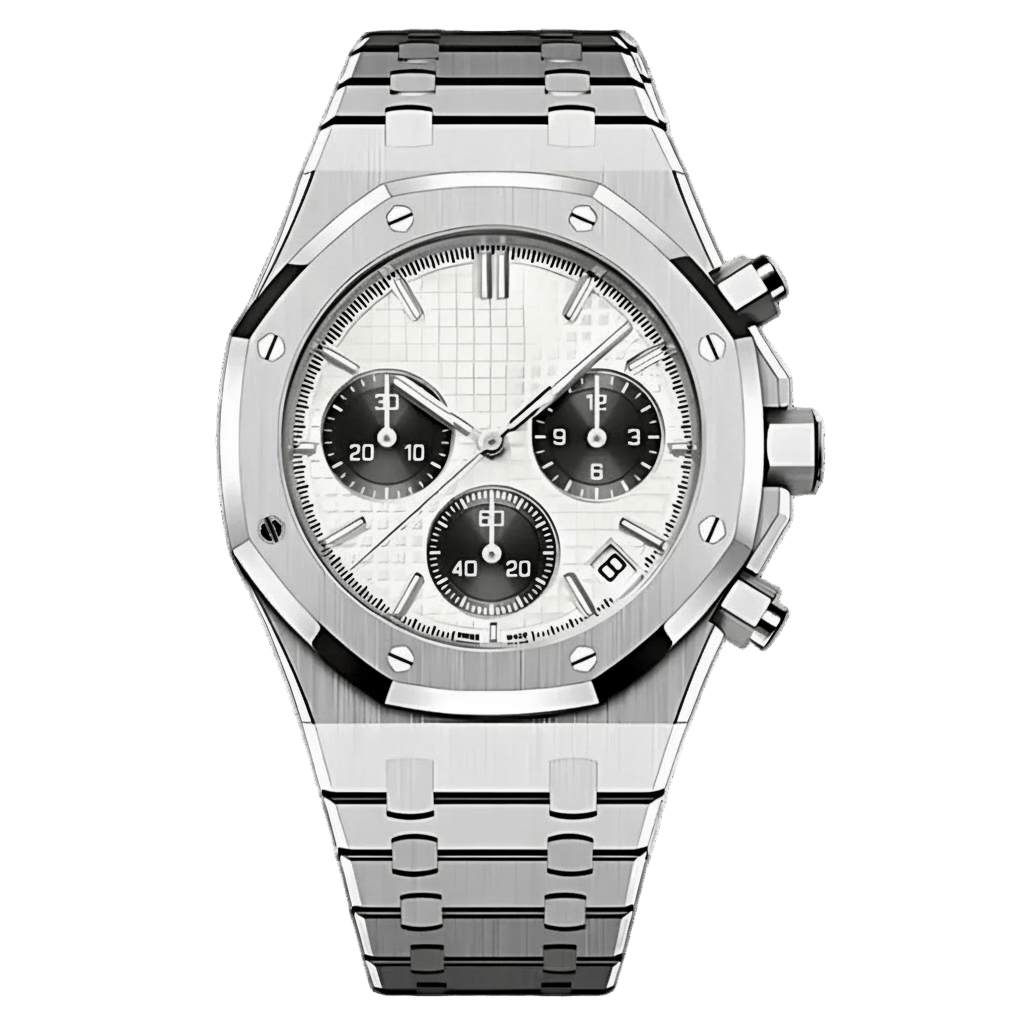 seiko mod panda chronograph integrated steel bracelet brushed finish