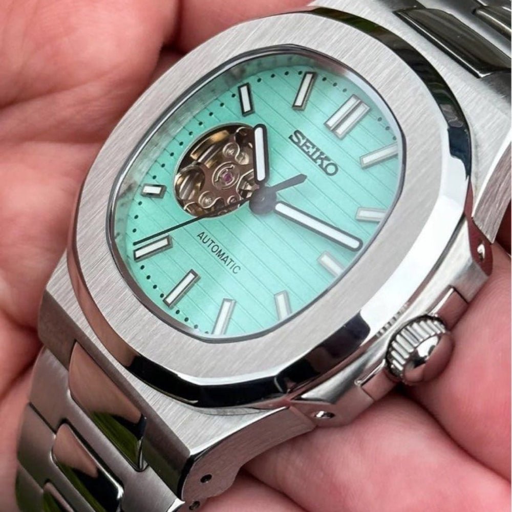tiffany open heart seiko mod nautiko open heart detail