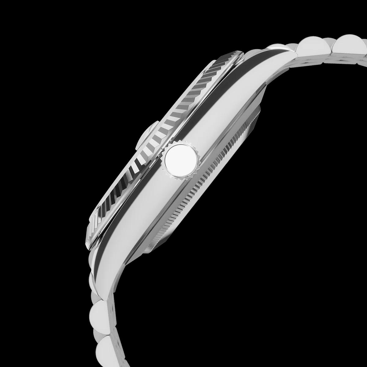 close-up of “Who cares I’m already late” white dial Seiko NH35 mod watch showing blue handwritten numerals