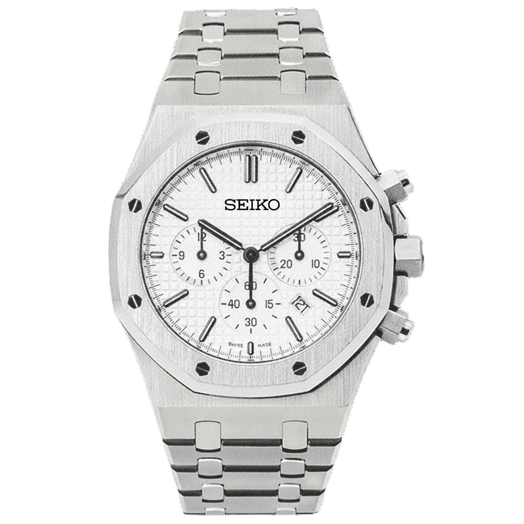 STEEL WHITE CHRONOGRAPH SEIKO MOD ROYAL SEIKOAK