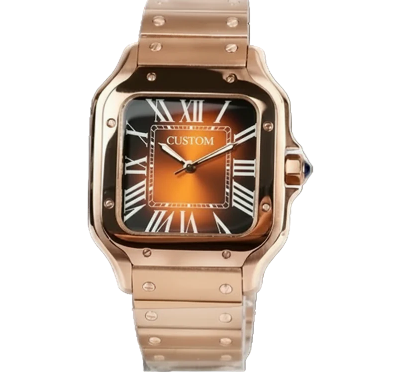 ROSE GOLD BROWN Seiko Mod SANTOS