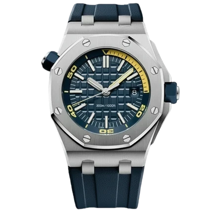 BLUE STEEL YELLOW HAND RUBER STRAP SEIKO MOD ROYAL SEIKOAK