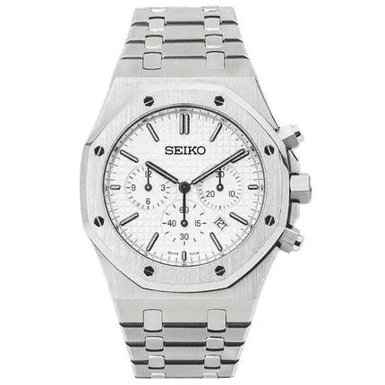 STEEL WHITE CHRONOGRAPH SEIKO MOD ROYAL SEIKOAK