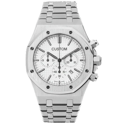 STEEL WHITE CHRONOGRAPH SEIKO MOD ROYAL SEIKOAK