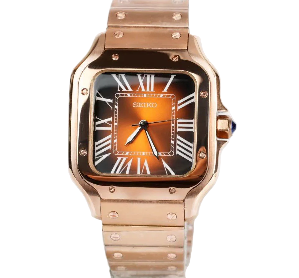 ROSE GOLD BROWN Seiko Mod SANTOS