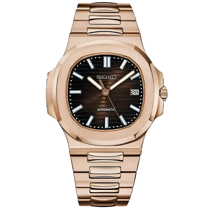 ROSE GOLD BROWN CLASSIC DIAL Seiko Mod NAUTIKO