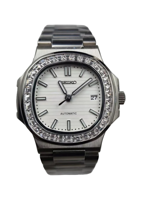 Cadran arabe gris, acier, automatique – Édition Seikmod Lux ​​| Verre saphir | Acier 316L 